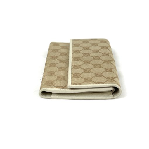 Gucci GG Tan Canvas Flap Wallet With Cream Leather Trim 4