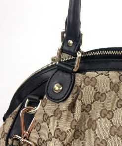 Gucci GG Small Sukey Shoulder Bag with Black Leather Trim