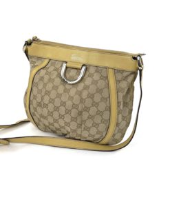 Vintage Gucci GG Canvas D Ring Crossbody with Yellow Trim