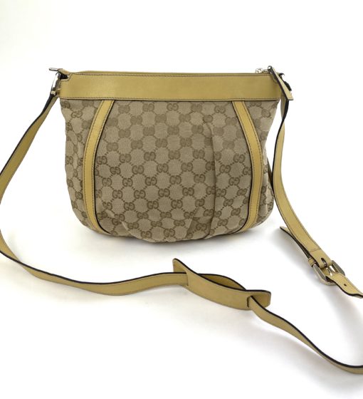 Vintage Gucci GG Canvas D Ring Crossbody with Yellow Trim