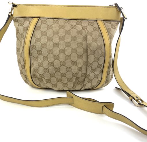 Vintage Gucci GG Canvas D Ring Crossbody with Yellow Trim 6