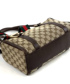 Vintage Gucci GG Satchel with Dark Brown Leather Trim