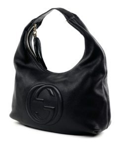 Gucci GG Black Leather Large Tassel Hobo