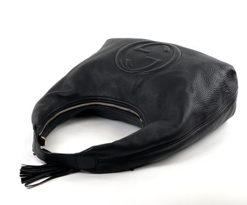Gucci GG Black Leather Large Tassel Hobo