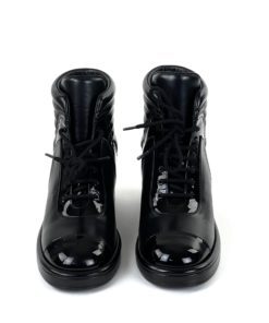 Chanel Black Two Tone Duffle Boots front
