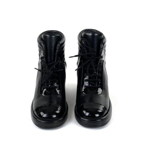 Chanel Black Two Tone Duffle Boots front