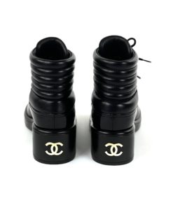 Chanel Black Two Tone Duffle Boots back