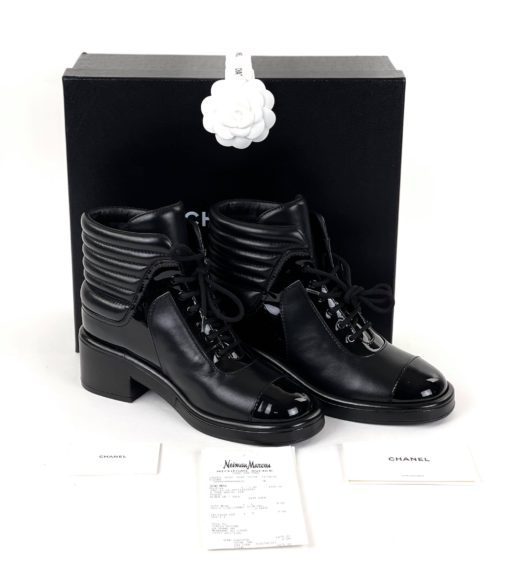 Chanel Black Two Tone Duffle Boots with box