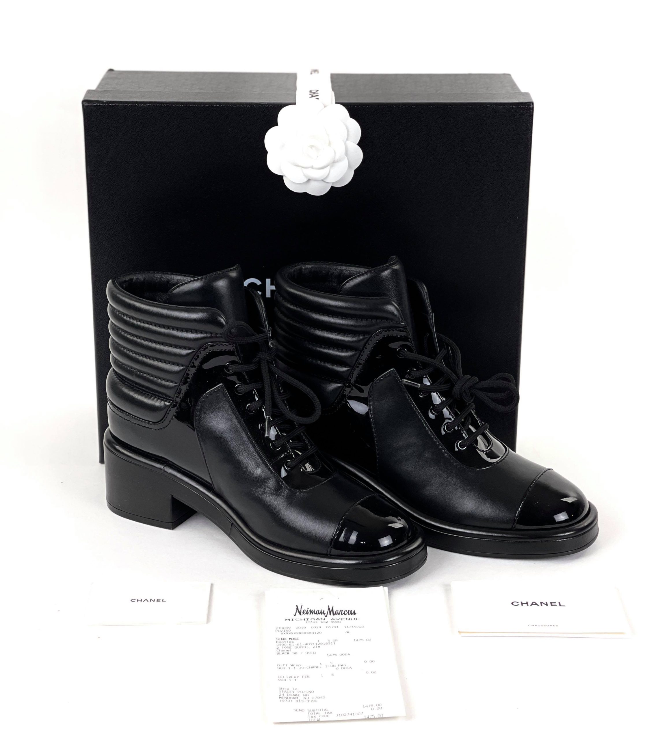 CHANEL Glitter Patent Cap Toe High Boots 37 Black 638143  FASHIONPHILE