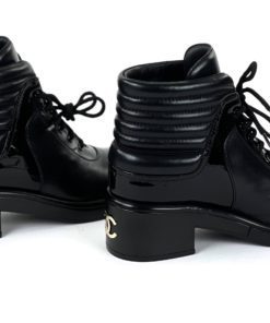 Chanel Black Two Tone Duffle Boots side