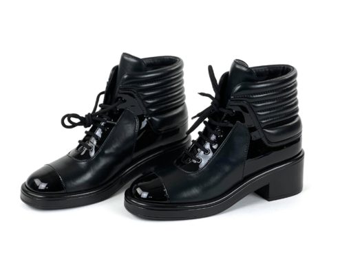 Chanel Black Two Tone Duffle Boots
