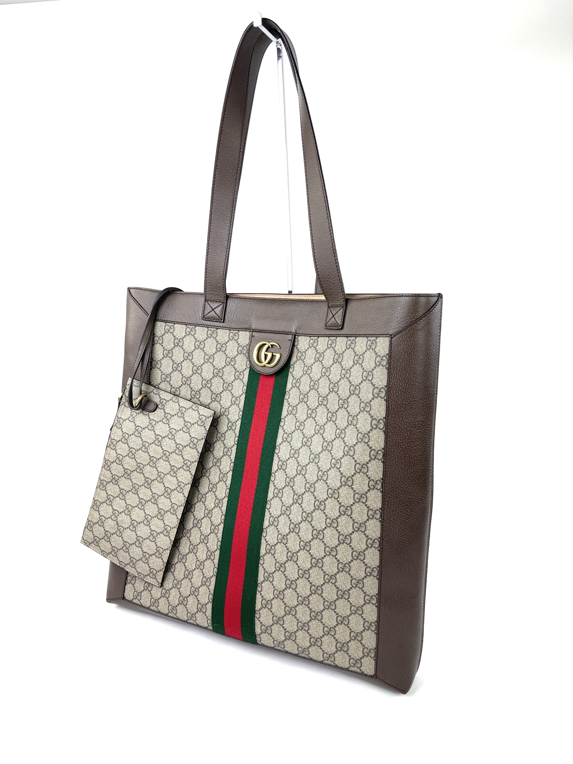 GUCCI Ophidia leather-trimmed printed coated-canvas tote bag