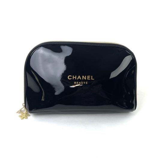 Chanel VIP Set of 3 Black Patent Cosmetic Bags 9