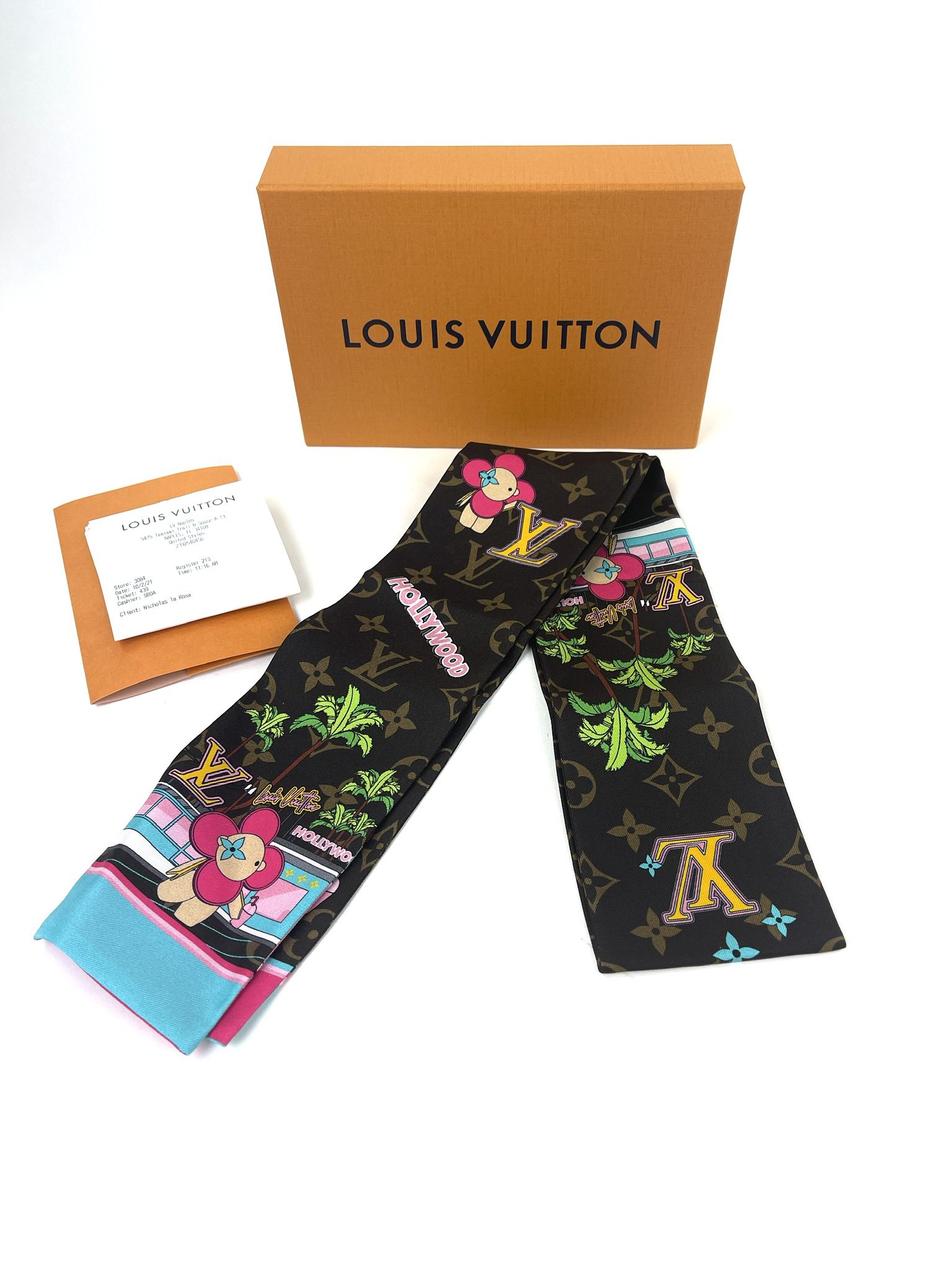 Louis Vuitton Black Vivienne and Beyond Silk Bandeau
