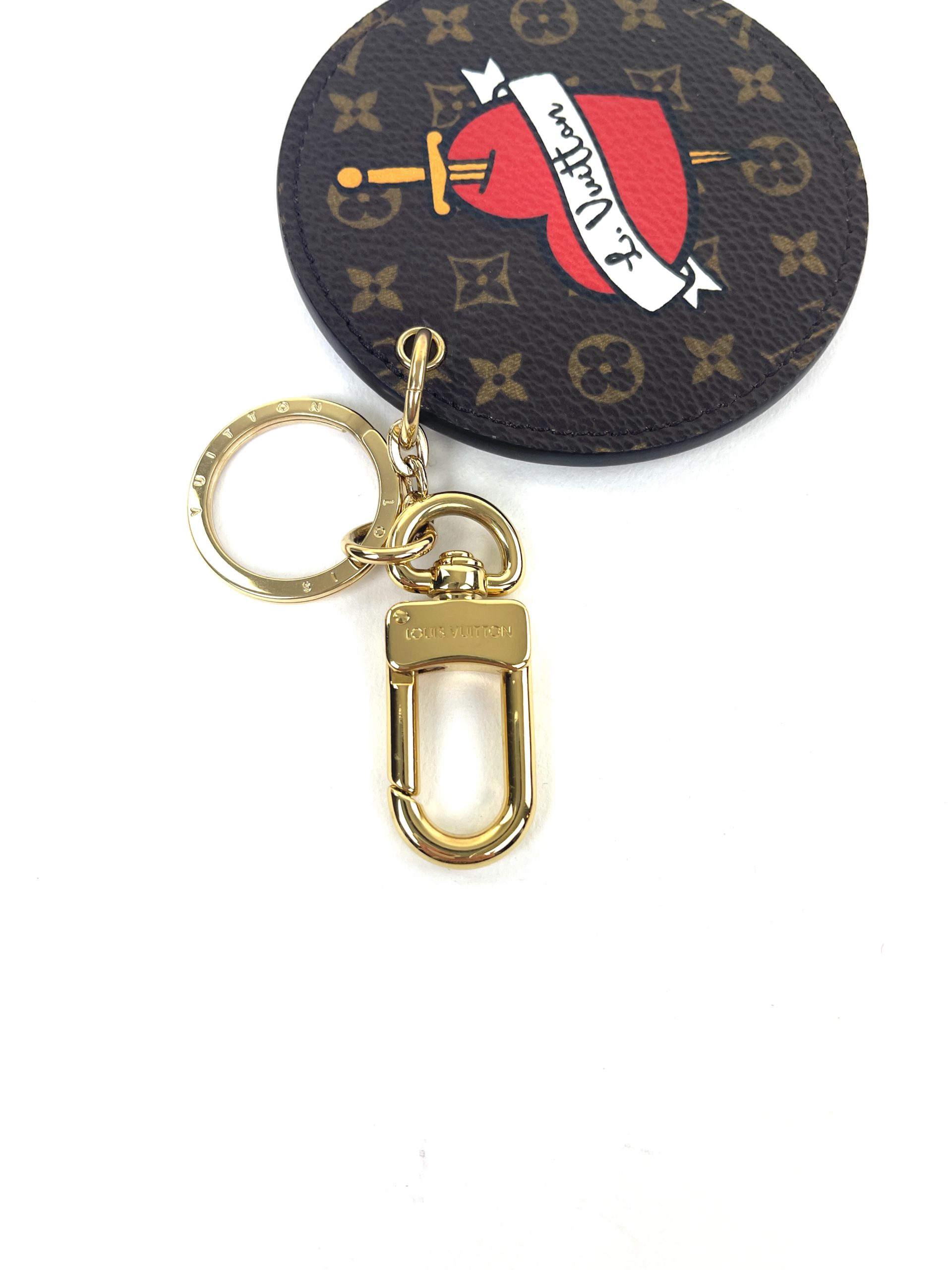 Louis Vuitton Bag Charm Key Holder LV Circle Gold in Brass with Brass - US