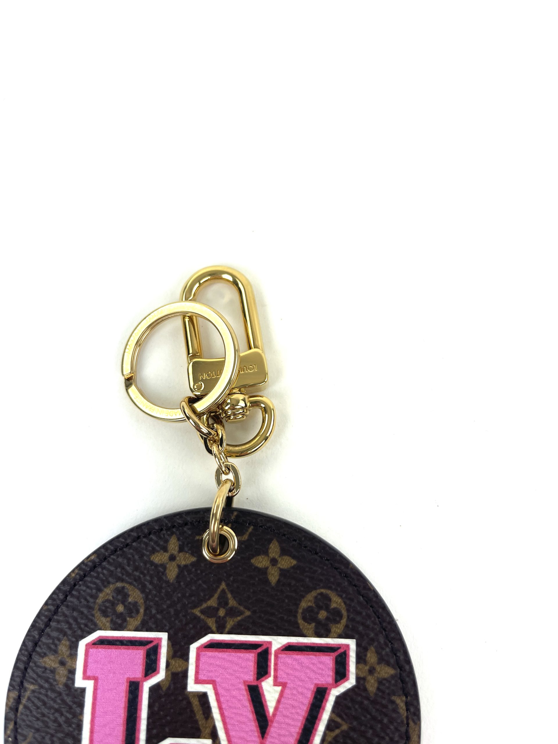 LOUIS VUITTON Heart Bag Charm LV Logo Brown Dark Red Key Ring Holder Key  Chain