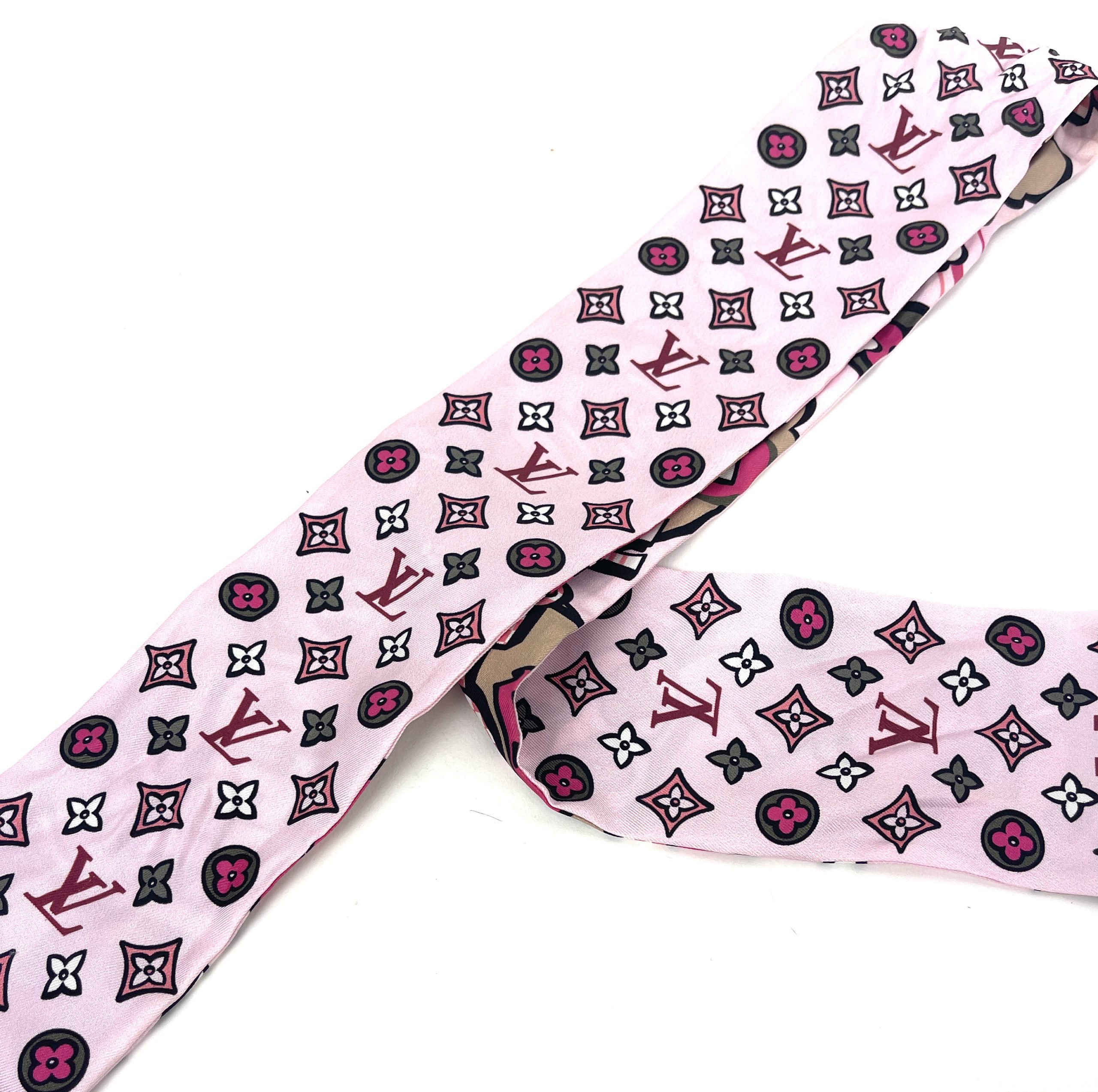 Louis Vuitton Pink Ombre Monogram Print Silk Twilly Bandeau Scarf