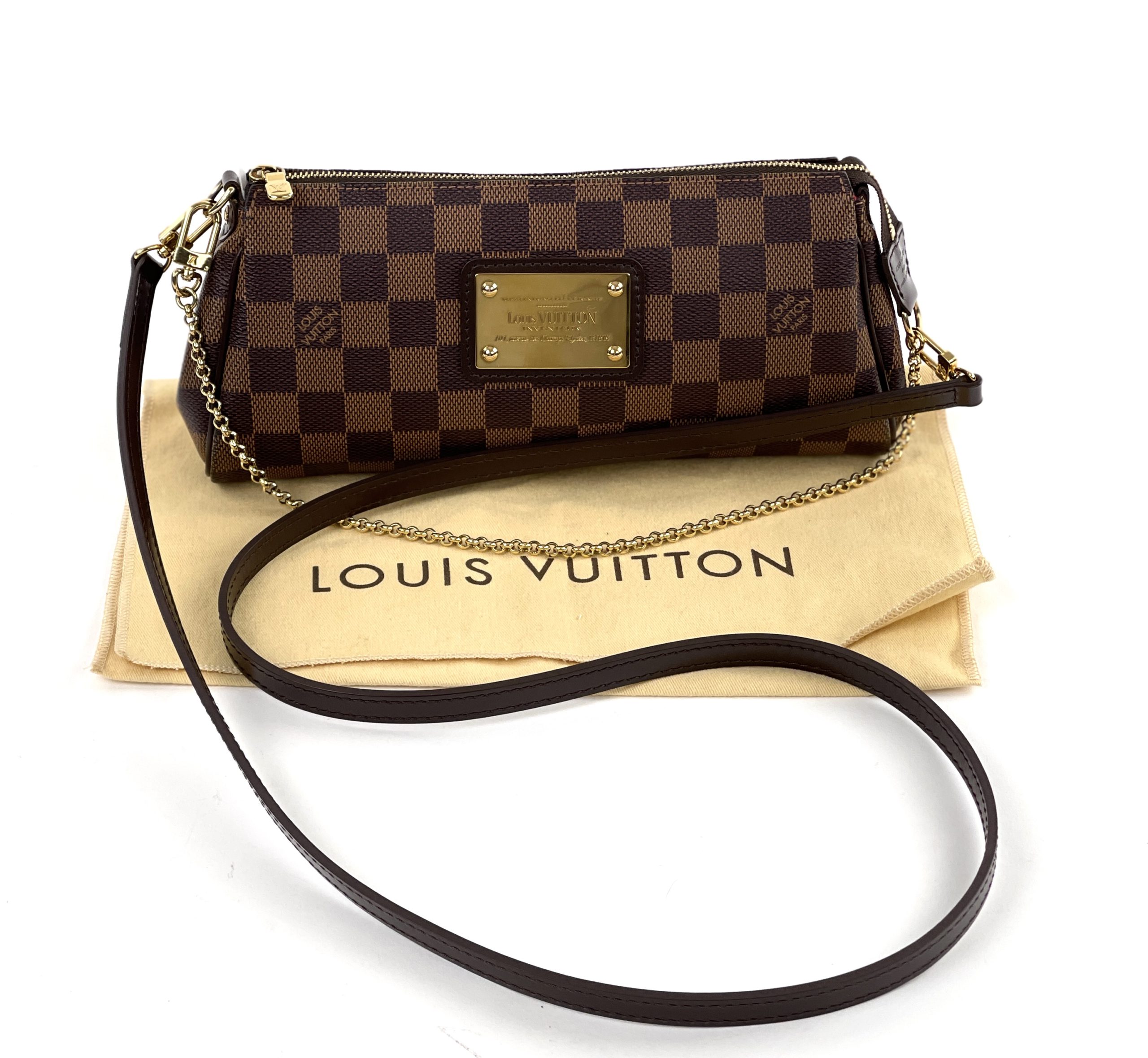 💕 Louis Vuitton Eva Damier Ebene Chain Clutch Crossbody 💕