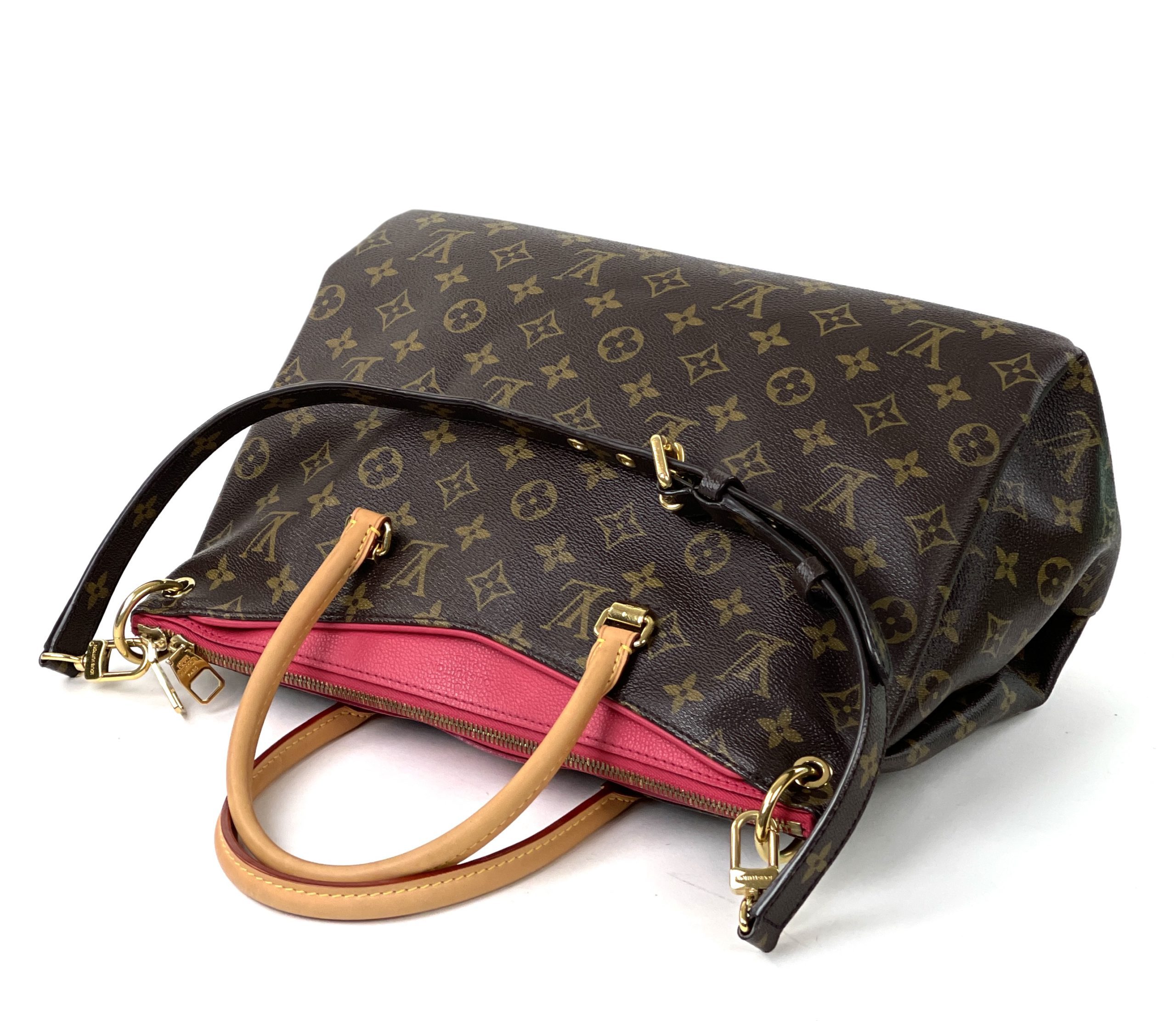 Louis Vuitton // 2014 Brown Monogram and Pink Pallas MM Bag – VSP