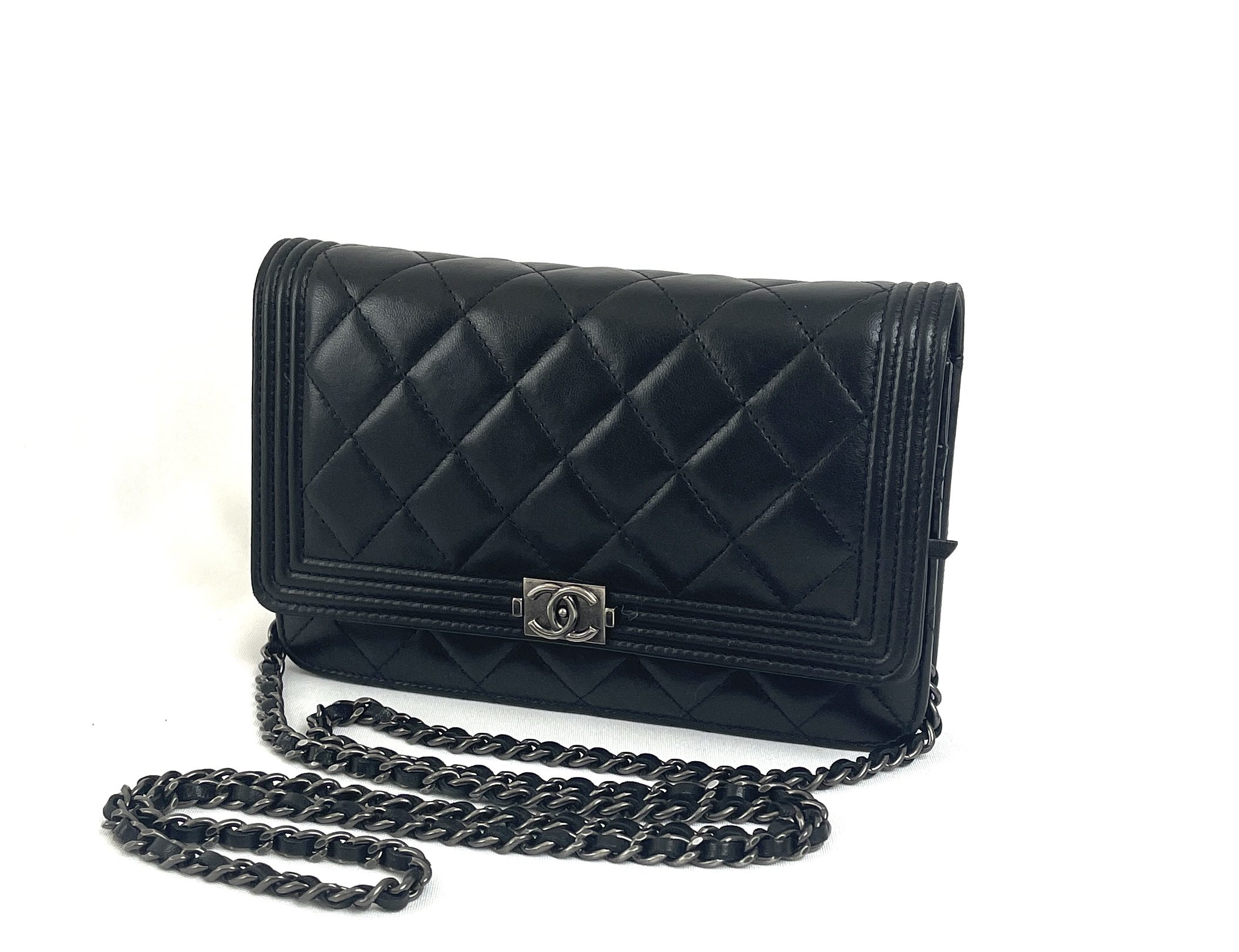 Chanel Black Lambskin Bag - Quilted Leather Boy WOC - A World Of