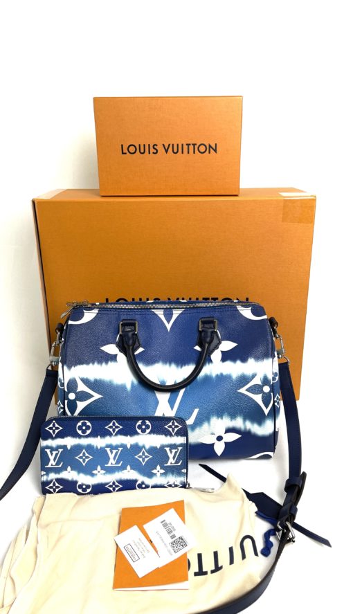 Louis Vuitton Blue Escale Speedy 30B and Matching Zippy Wallet 2