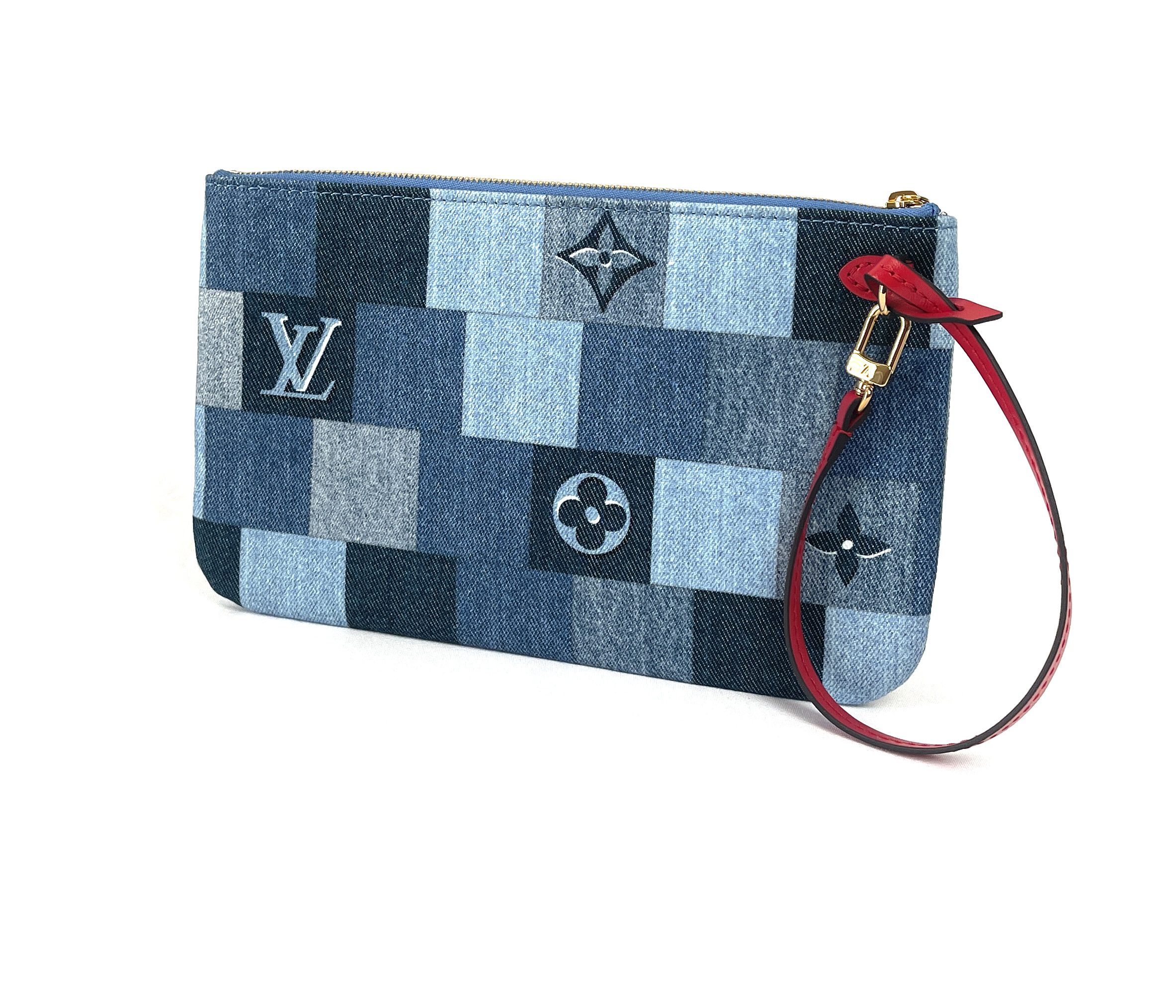 LOUIS VUITTON Monogram Blue Denim Trousse Speedy GM Pochette Pouch Purse Bag