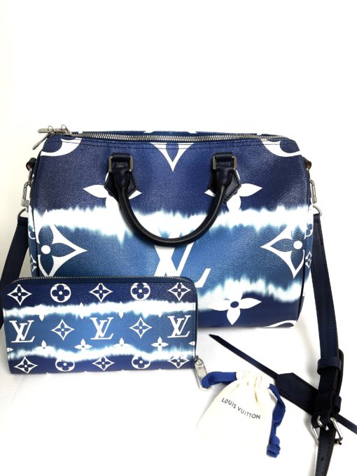 Louis Vuitton Blue Escale Speedy 30B and Matching Zippy Wallet 5