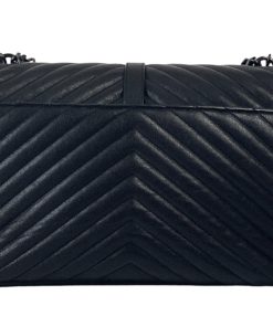 YSL College Large Black Quilted Shoulder Bag with Black Hardware