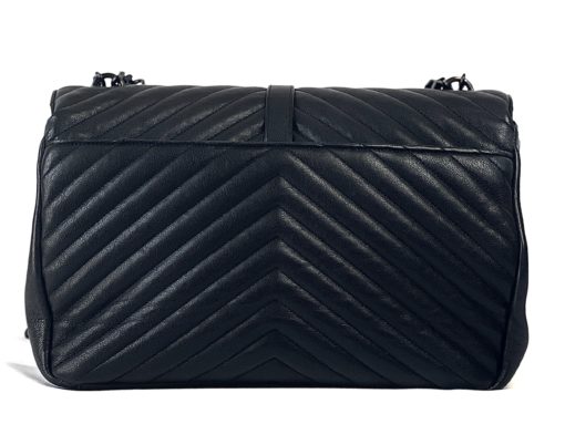YSL College Large Black Quilted Shoulder Bag with Black Hardware 3