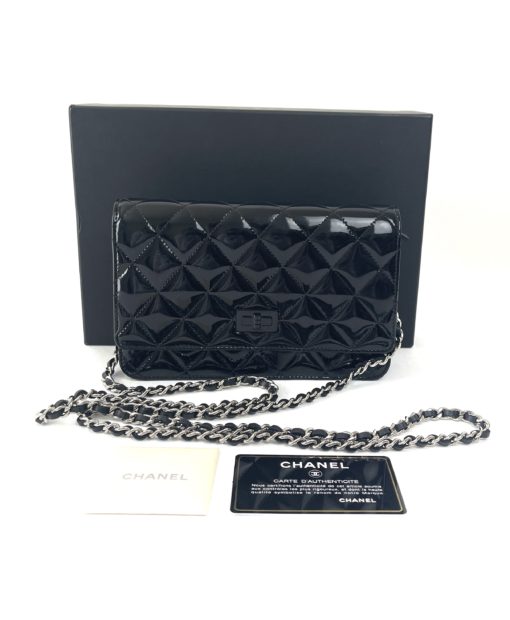 Chanel WOC Reissue Black Patent with Silver 9