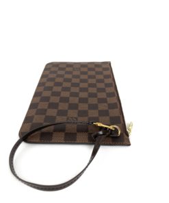 Louis Vuitton Damier Ebene Neverfull Pouch with Cerise