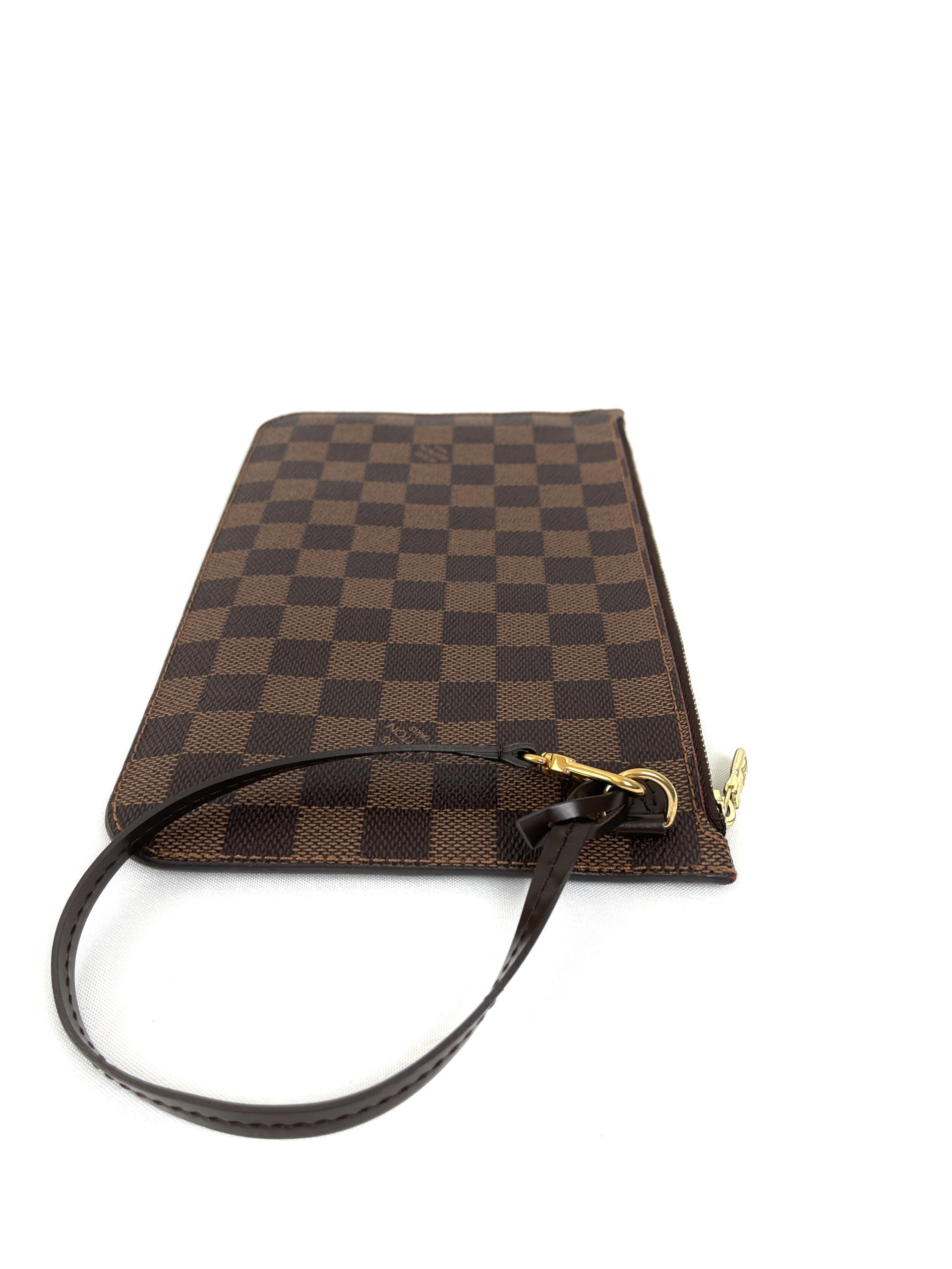 Louis Vuitton Damier Ebene Neverfull Pouch with Cerise - A World