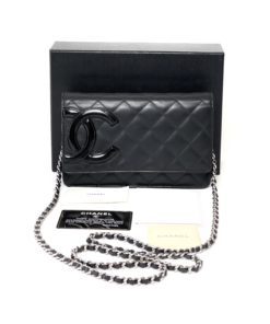 CHANEL Black Quilted Leather Cambon Ligne WOC Clutch Bag - A