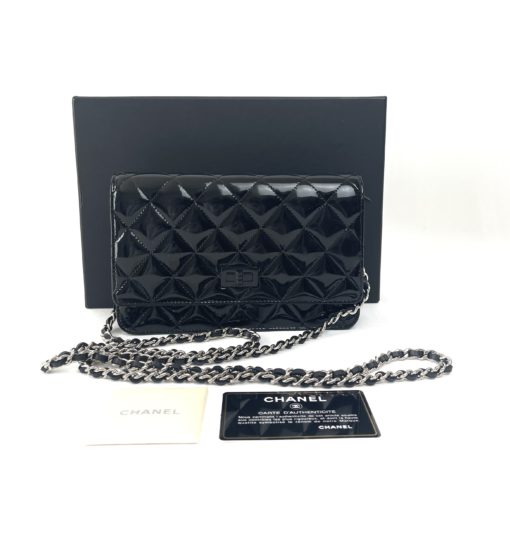 Chanel WOC Reissue Black Patent with Silver 2