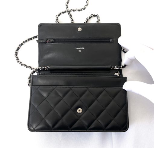 CHANEL Black Quilted Leather Cambon Ligne WOC Clutch Bag 14