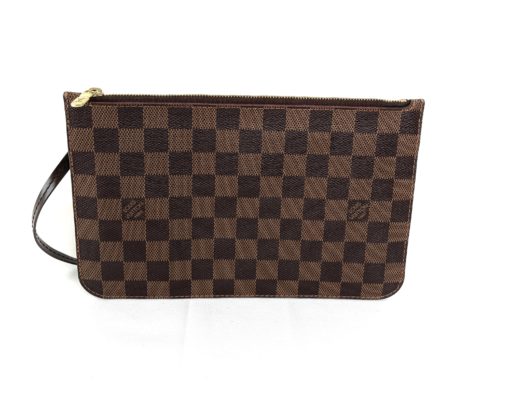 Louis Vuitton Damier Ebene Neverfull Pouch with Cerise 9