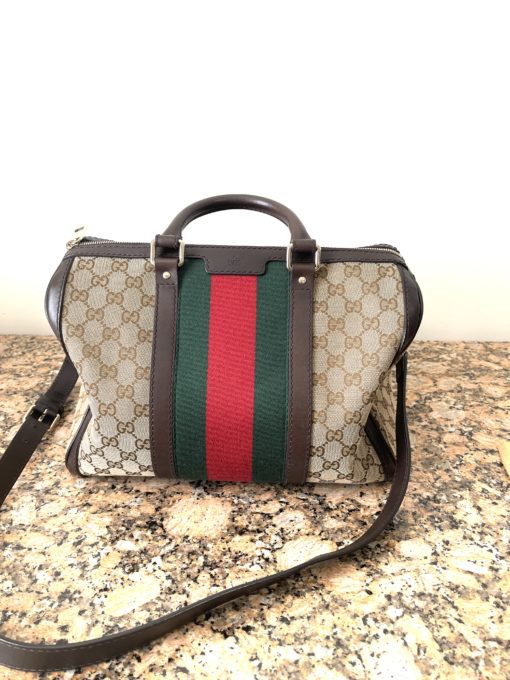 Gucci GG Boston Bag with Red and Green Stripe