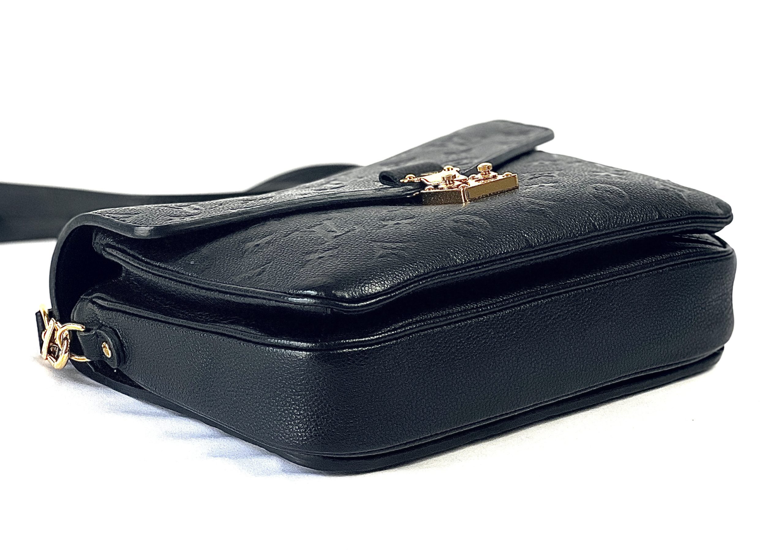 Louis Vuitton Félicie Pochette Crossbody Bag in Black Grained Leather M82477