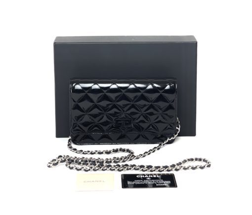 Chanel WOC Reissue Black Patent with Silver 7