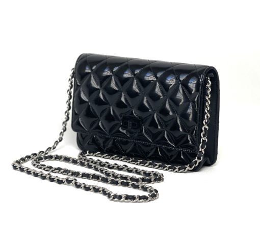 Chanel WOC Reissue Black Patent with Silver 8
