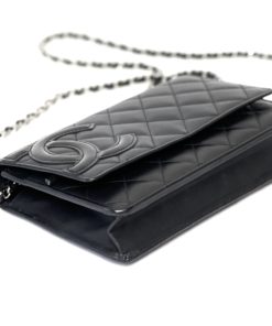 CHANEL Black Quilted Leather Cambon Ligne WOC Clutch Bag
