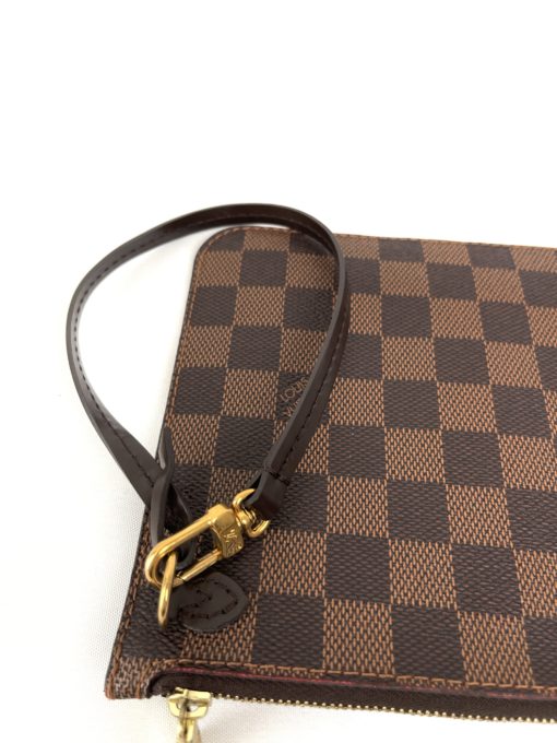 Louis Vuitton Damier Ebene Neverfull Pouch with Cerise 10