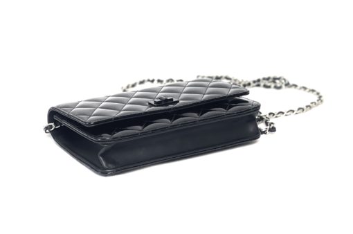 Chanel WOC Reissue Black Patent with Silver 16
