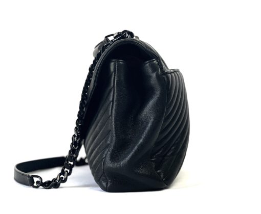 YSL College Large Black Quilted Shoulder Bag with Black Hardware 10