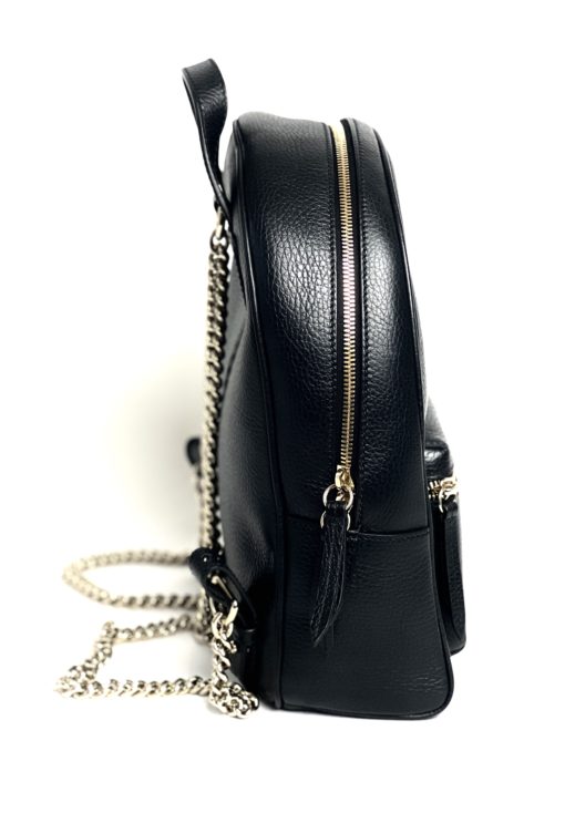 GUCCI Black Leather Soho Chain Backpack 6