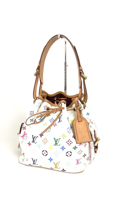 LOUIS VUITTON Petit Noe White Multicolor Drawstring Bucket Bag