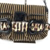 Fendi Borsa Stripe Print Pony Hair Black Patent Leather Shoulder Bag 24