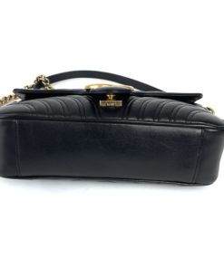 Gucci Calfskin Matelasse Small GG Marmont Shoulder Bag Black bottom