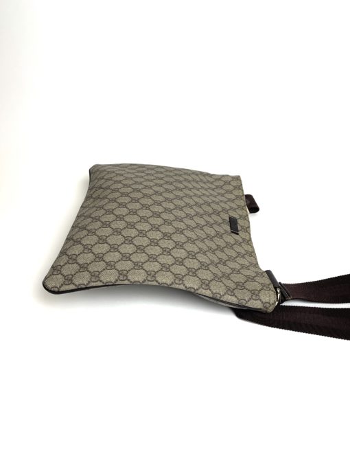 Gucci GG Plus Monogram Medium Flat Messenger Bag Dark Brown 15