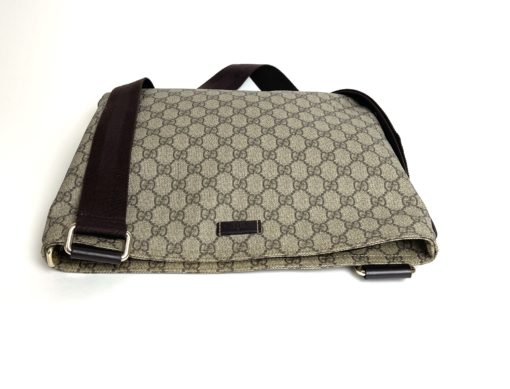 Gucci GG Plus Monogram Medium Flat Messenger Bag Dark Brown 13